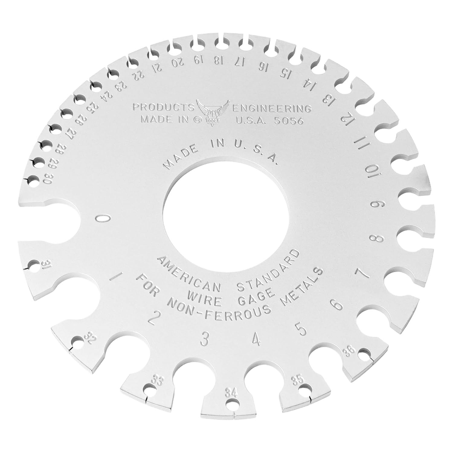 Wire & Sheet Metal Gauge, American Standard Wire Gage for Non-Ferrous Metals, 0-36 AWG, Hardened Steel with Decimal Equivalents, Made in USA