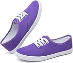 TUOPIN Womens White Canvas Sneakers Low Top Lace-up Canvas Shoes Lightweight Casual Tennis Shoes…