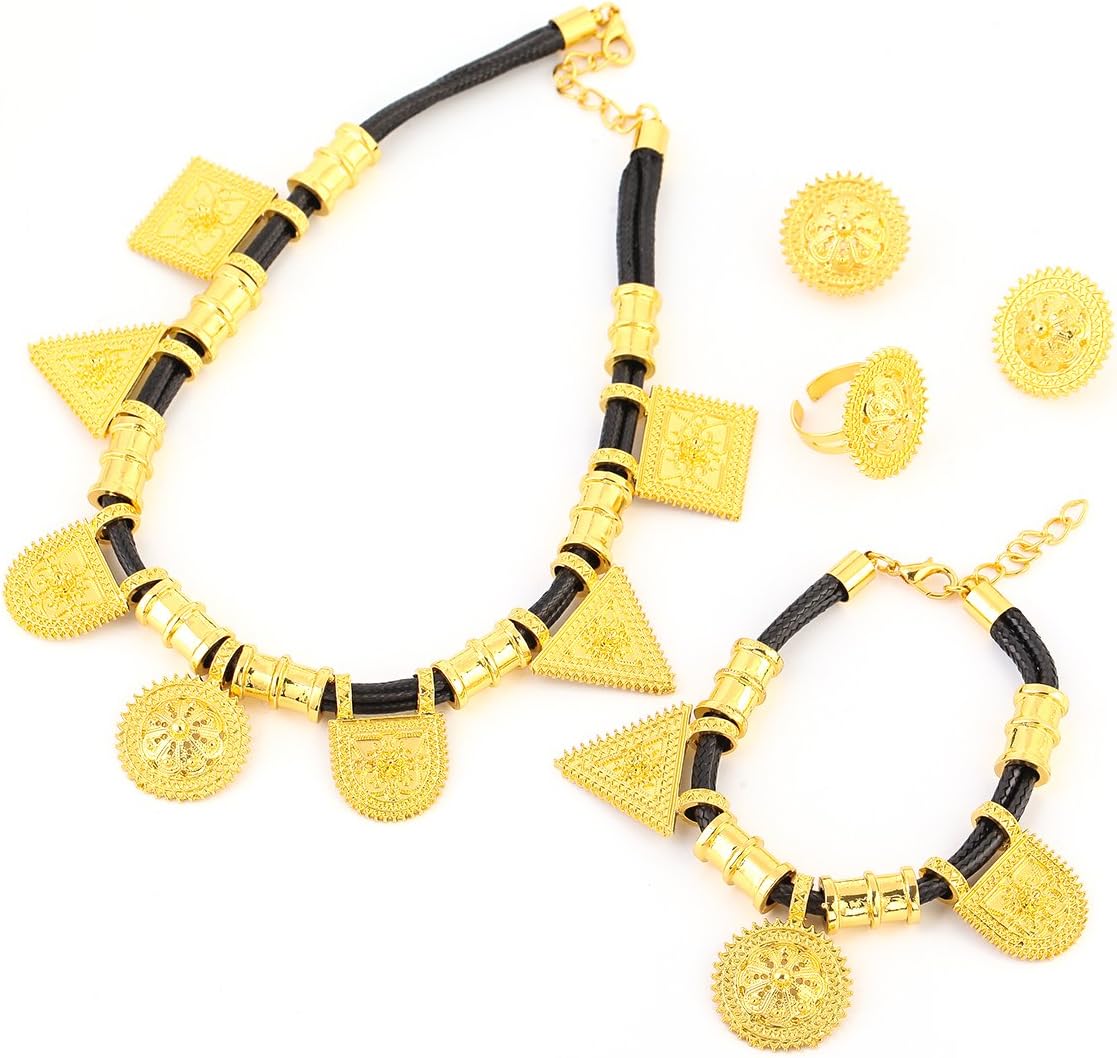 Ethiopian Jewelry Set Gold Plated 24k Eritrea Habesha Sets Ethiopia Jewellery Wedding Gift