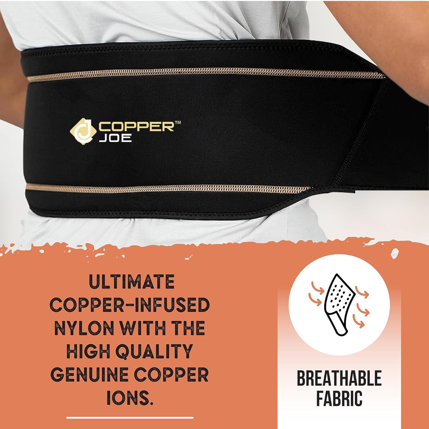 Copper Joe Adjustable Lumbar Back Brace for Men & Women – Copper-Infused Lower Back & Lumbar Support Belt for Muscle Strain, Sciatica, Scoliosis & Everyday Support (Small/Medium)