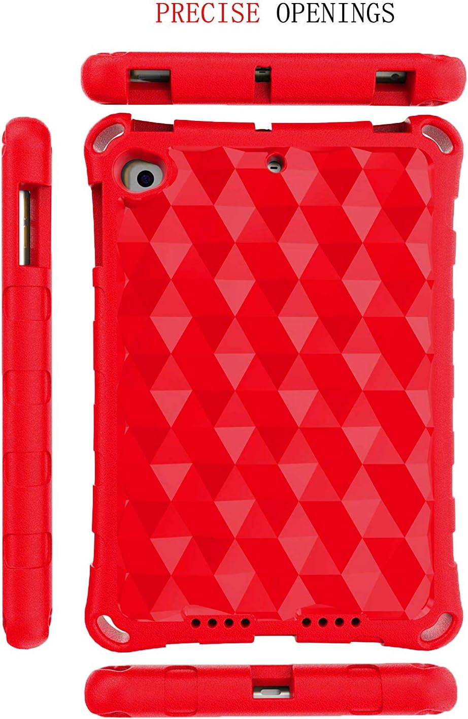 New iPad 9.7 2018 2017 / iPad Air 2 / iPad Air Tablet Case - Riaour [Stereo 3D Design] Light Weight Anti Slip Shock Proof EVA Protective Covers for iPad 6th/5th Gen/Air 1 2 (New Red)