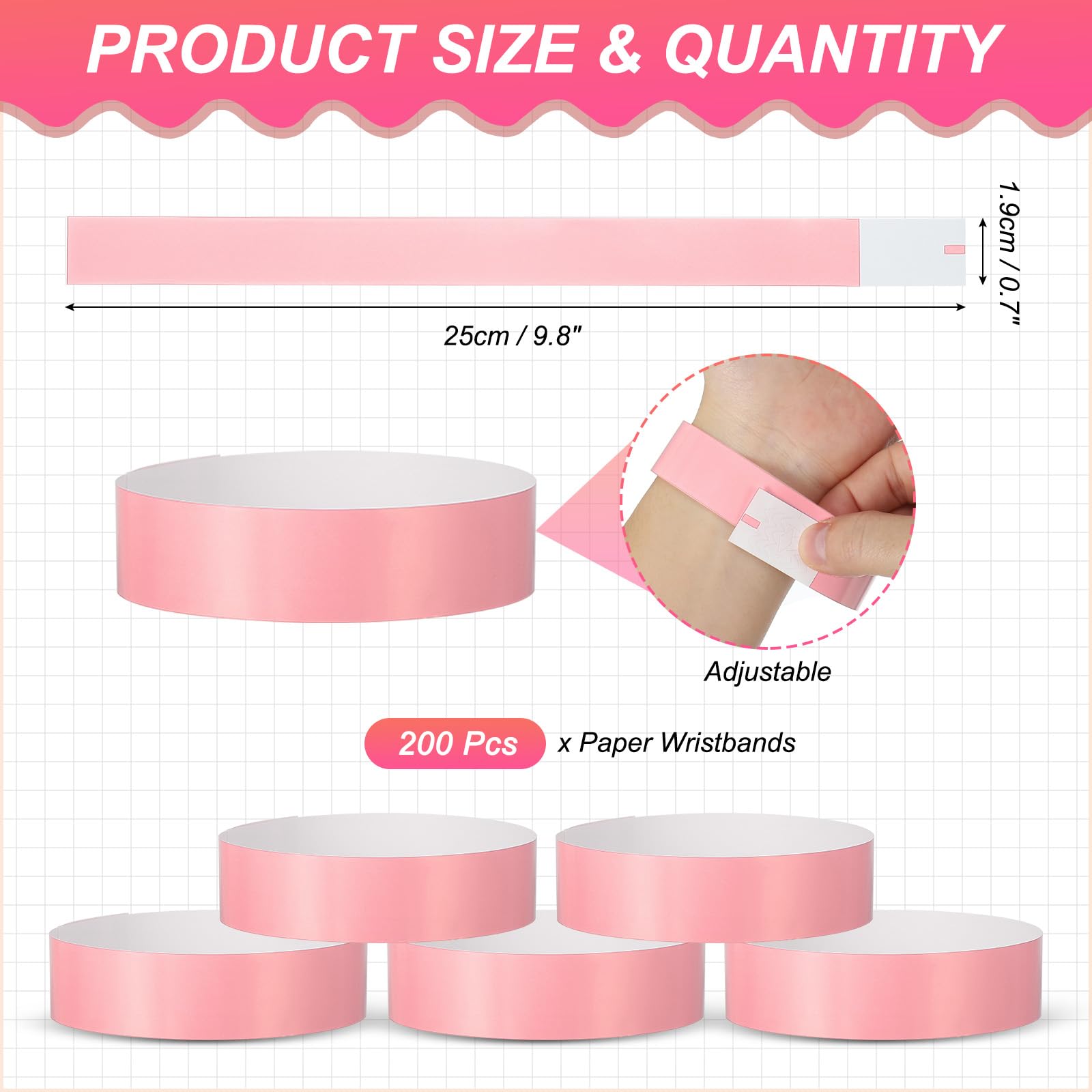 PATIKIL Paper Wristbands for Events 200 Pack Neon Party Wrist Bands - Image 2