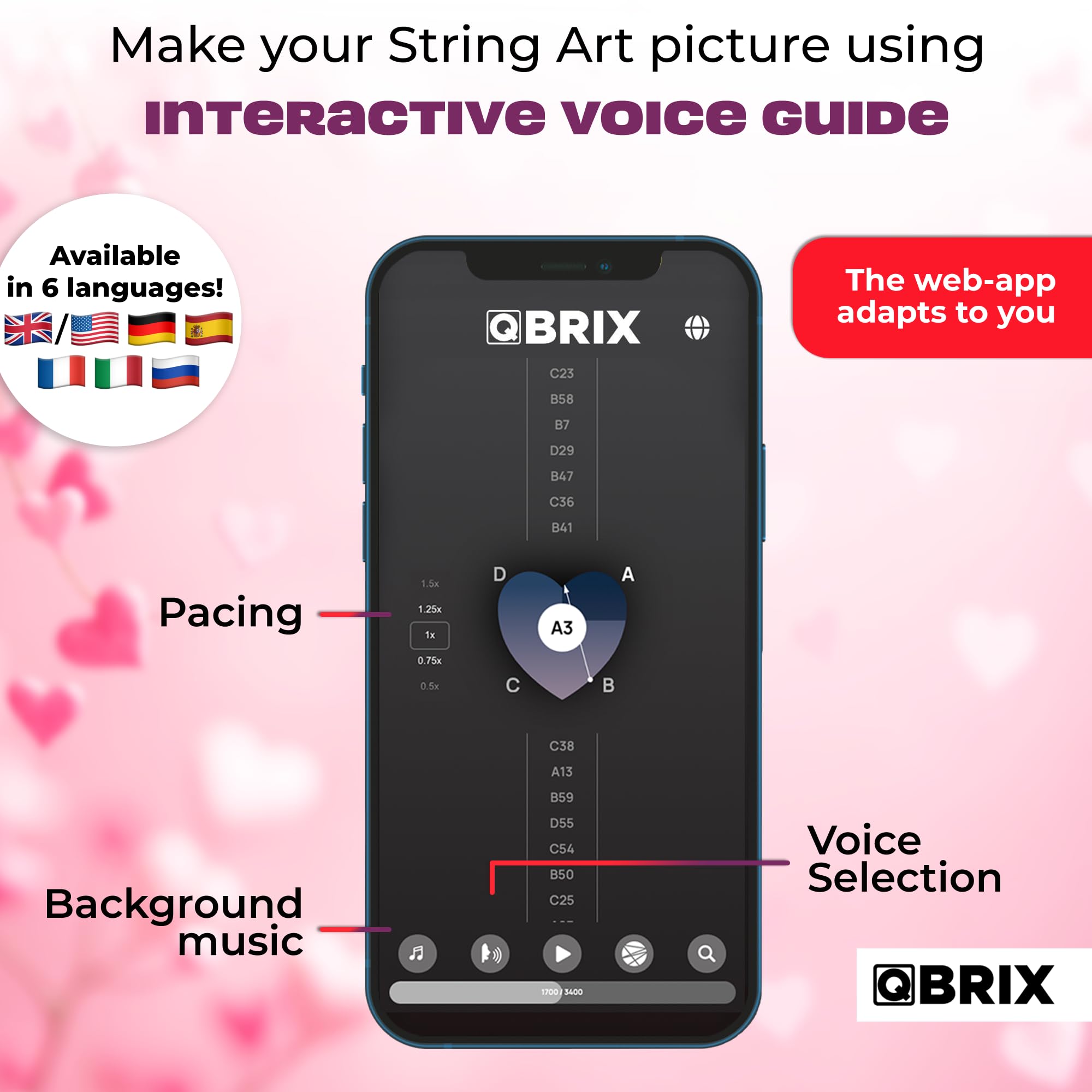 QBRIX Custom Strig Art DIY Craft Zamień dowolne zdjęcie w ręcznie robiony wystrój domu kształt serca