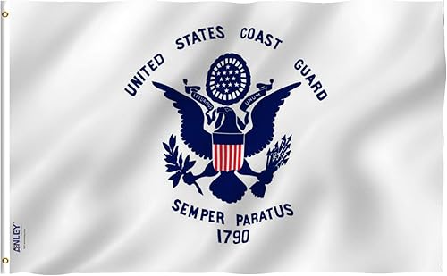 ANLEY Fly Breeze - Bandera de la Guardia Costera de Estados Unidos de 3 x 5 pies color vivo y a prueba de decoloración cabecera de lona y doble