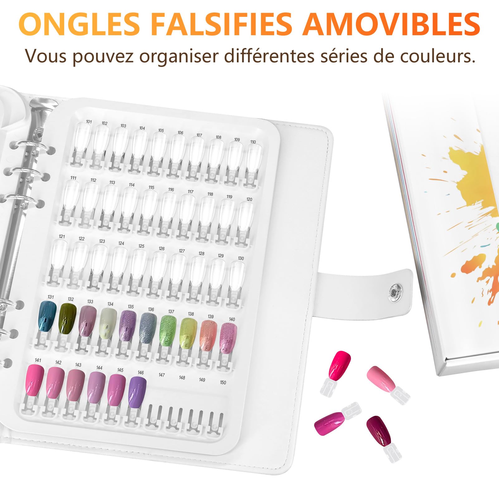 150 Couleurs Nuancier Ongles Modèles de Présentation, Présentoir Ongles Nuancier Nuancier Vernis Semi Permanent pour Style Nail Art et Affichage Des Couleurs, C11