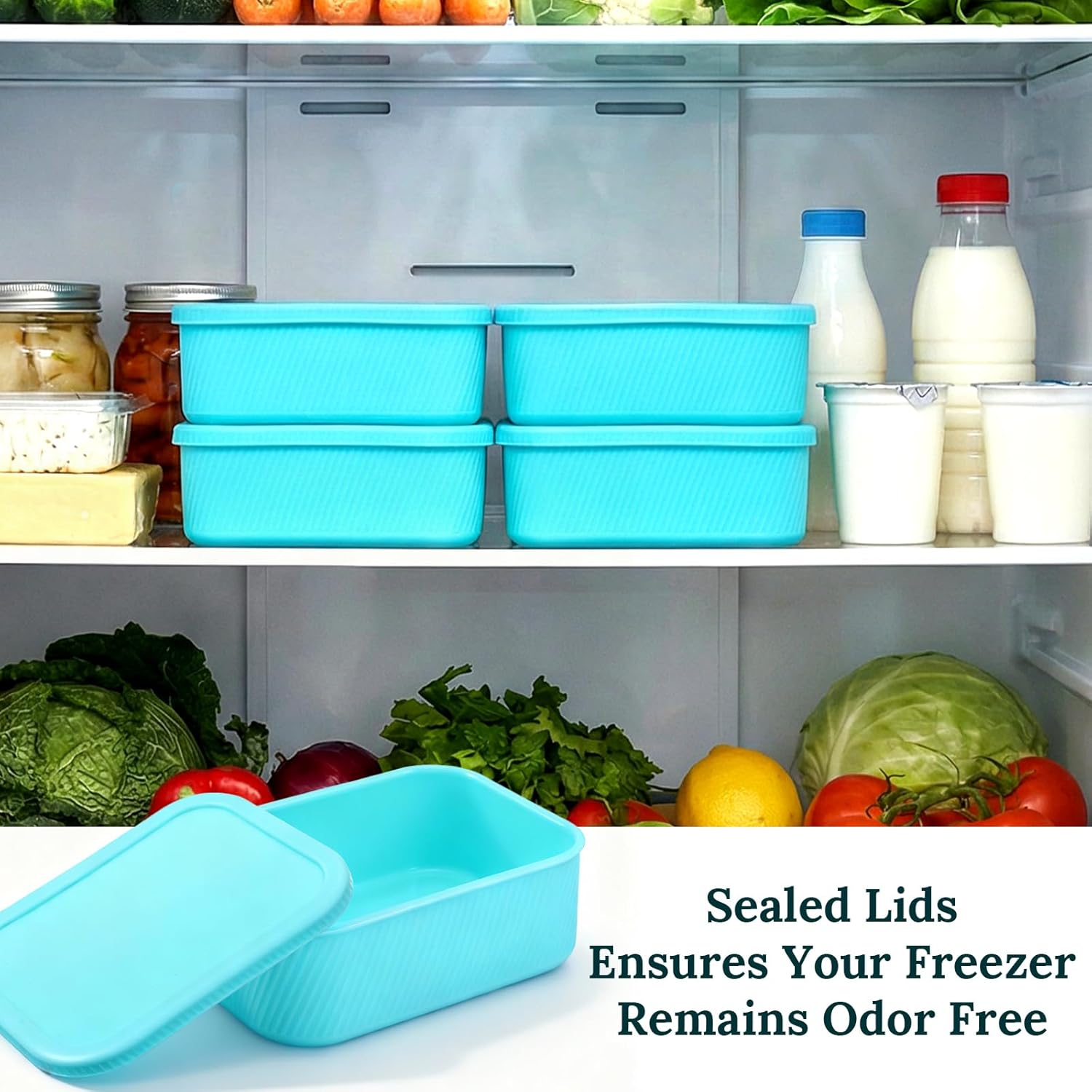 4 Pcs 6 Cups Silicone Freezer Trays with Lid Reusable Soup cubes Soup Containers Freezer Molds, Microwave Oven Dishwasher Safe, Leakproof Stackable BPA Free Food Storage, Lake Blue