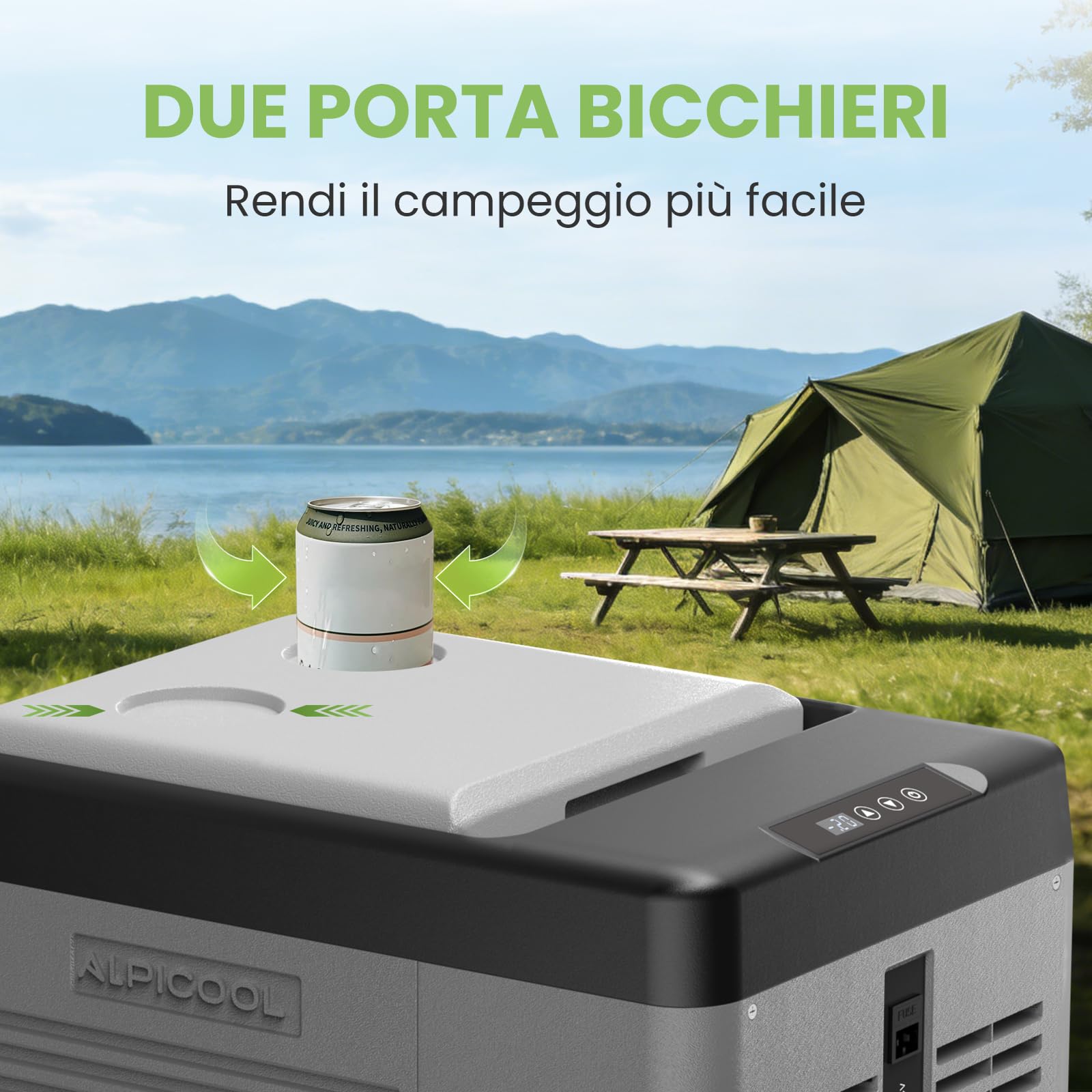 Alpicool CL9 Frigoriferi per Auto 9L, Nuovo 2026 Frigoriferi Portatile Elettrico 12/24V DC 100~240 Volt AC Frigo Auto, -20℃-20 ℃ Mini Frigorifero da Campeggio per Camion, Barca, Viaggio, Picnic