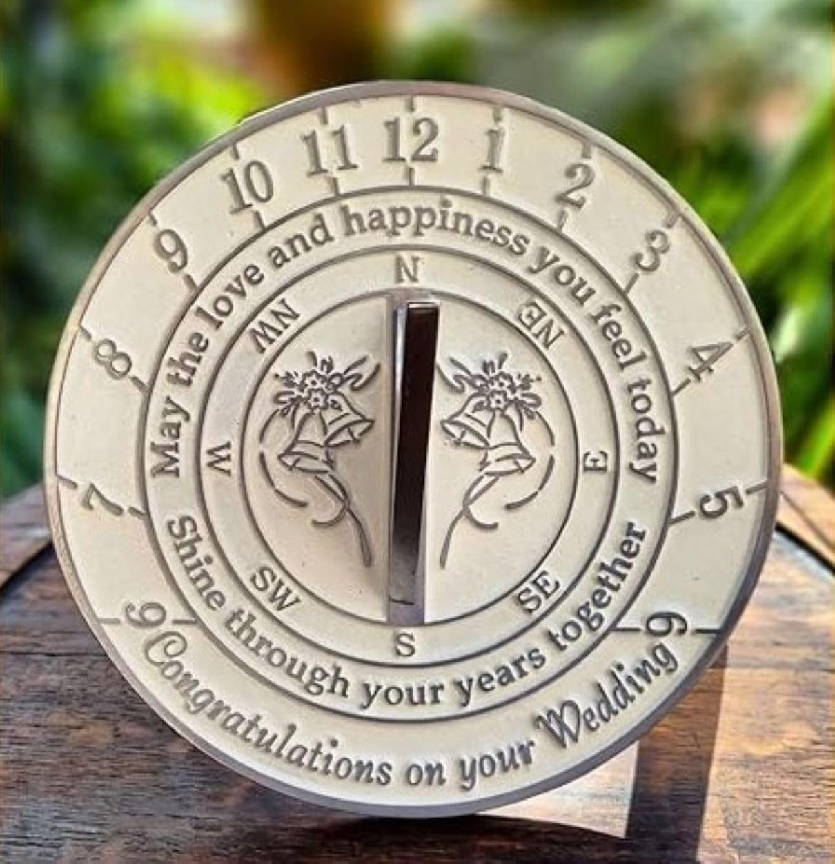 Years Together Wedding Sundial Gifts Perfect for The Newlywed Couple | Garden Present Idea Metal Home Offfice Decor Sundial with Pedestal Stand Gifts for Couples Parents Handcrafted 10" White