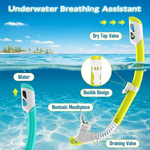 Vista 4 de Snorkeling Gear for Kids, Kids Snorkel Set for Ages 3-14, Anti-Fog Diving Mask and Dry Top Snorkel Combo Set, Unisex Swimming Goggles