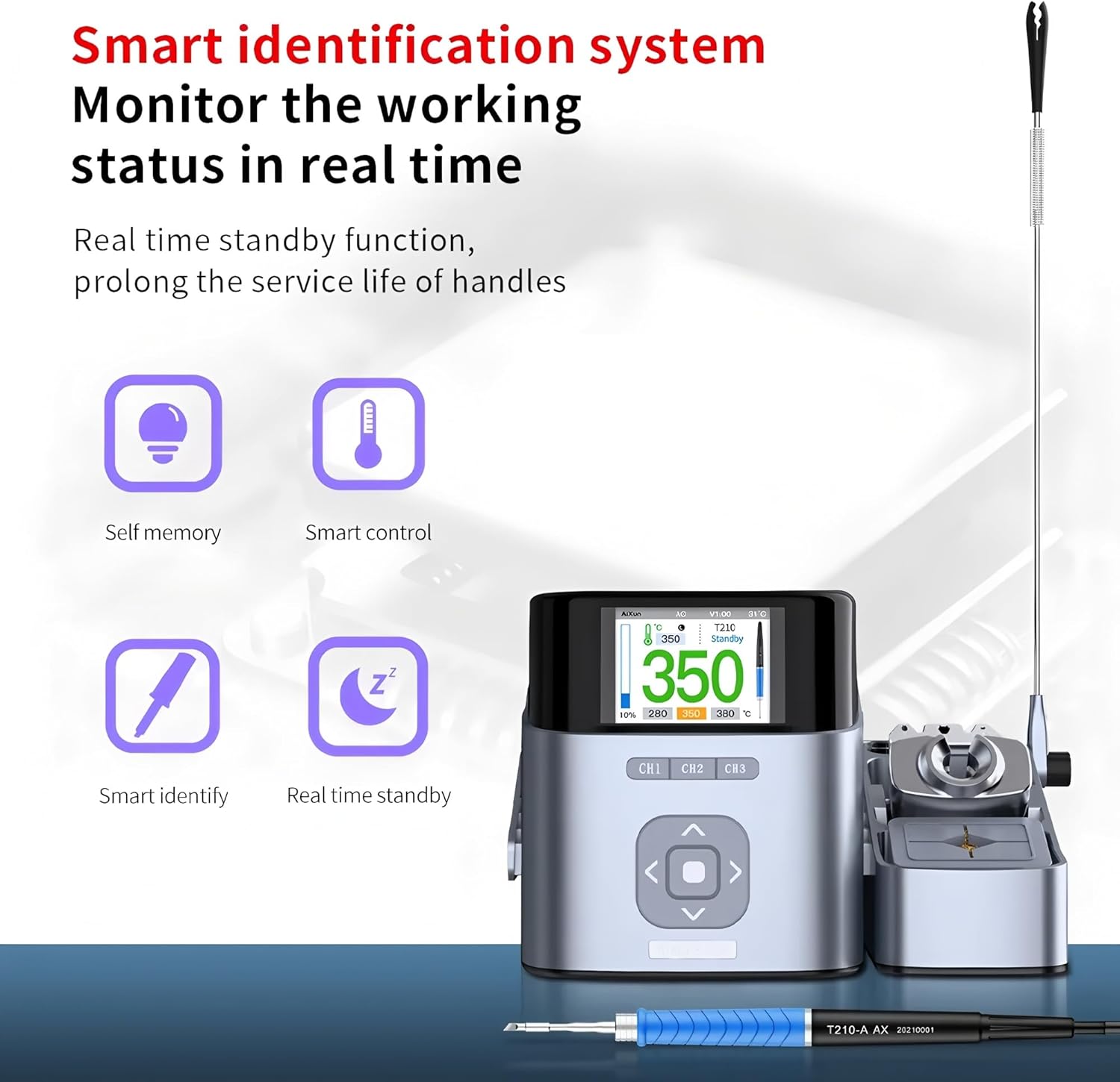 Compatible with Aixun T410 Intelligent Soldering Station With Electric Soldering Iron Compatible with C115/C210/C245 Soldering Iron Welding Equipment