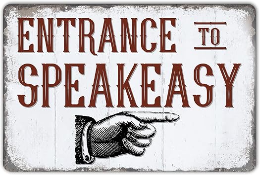 ZYPENG Vintage Entrance to Speakeasy Metal Tin Sign Decor Speak Easy Signs Great Gatsby Prohibition Decorations Rustic Farmhouse Roaring 20s 1920s Mugshot Wall Art 8 x 12 Inch