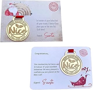 Christmas Eva Medal with Greeting Cards, Nice List Medal Santa Gift,Keepsake Gifts, 2024 New Funny Cards with Envelopes, Funny Badge Christmas Greeting Cards (Color : Male+Woman)