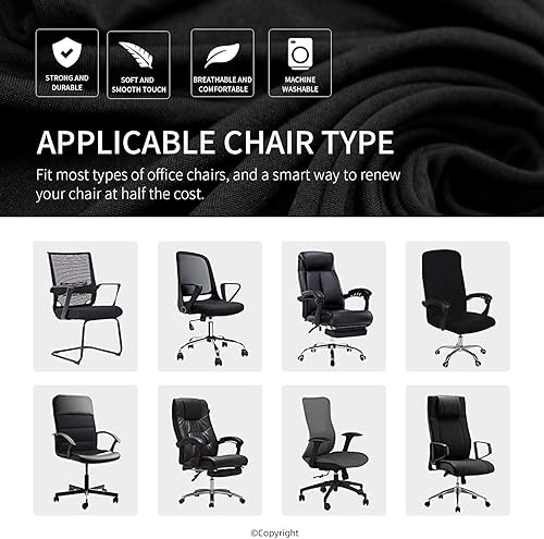 Miniatura 6 de Funda elástica resistente al agua para silla de oficina con cremallera duradera, universal, lavable, extraíble, de elastano, giratoria, protector de