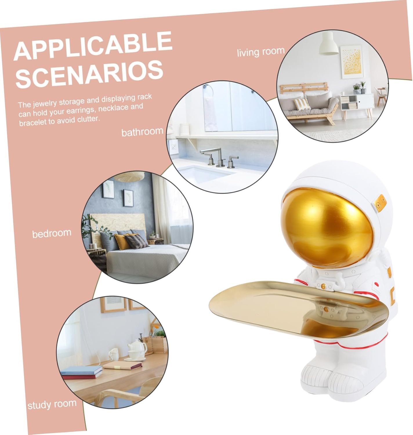 Astronaut Decorative Tray Resin Spaceman Ornament Key and Sundries Storage Unique Home Desktop Decoration for Entryway and Porch