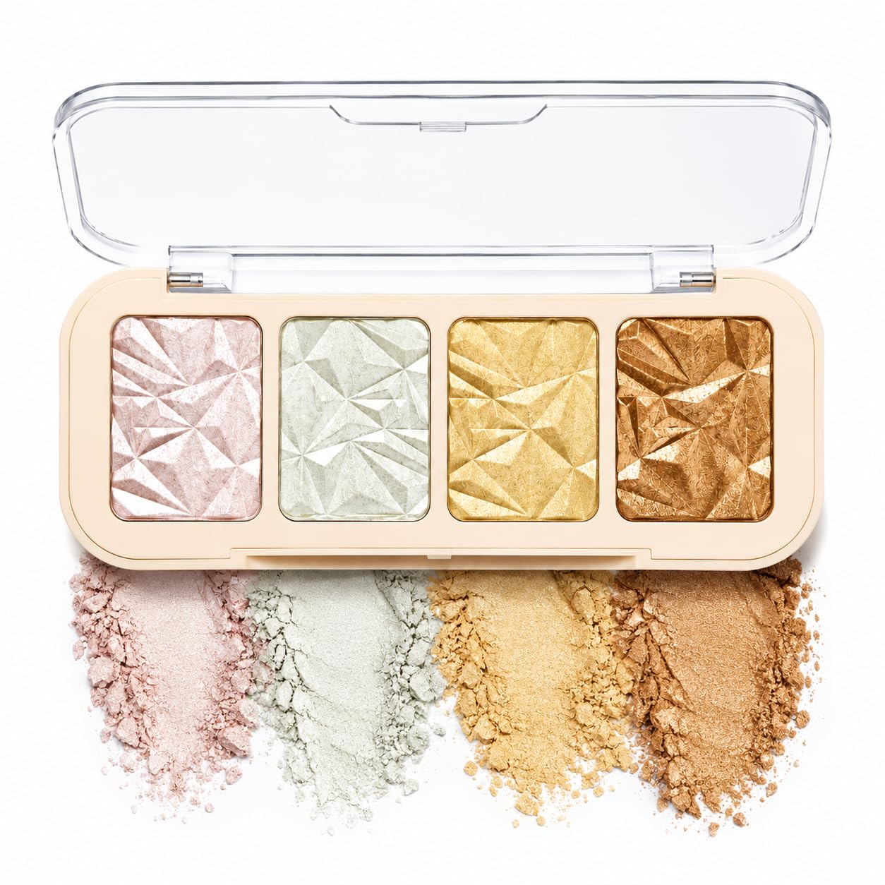 tryate 4 color face highlighter palette | shimmer illuminator makeup powder | natural radiant glow | long lasting highlight for face, cheekbones & nose |