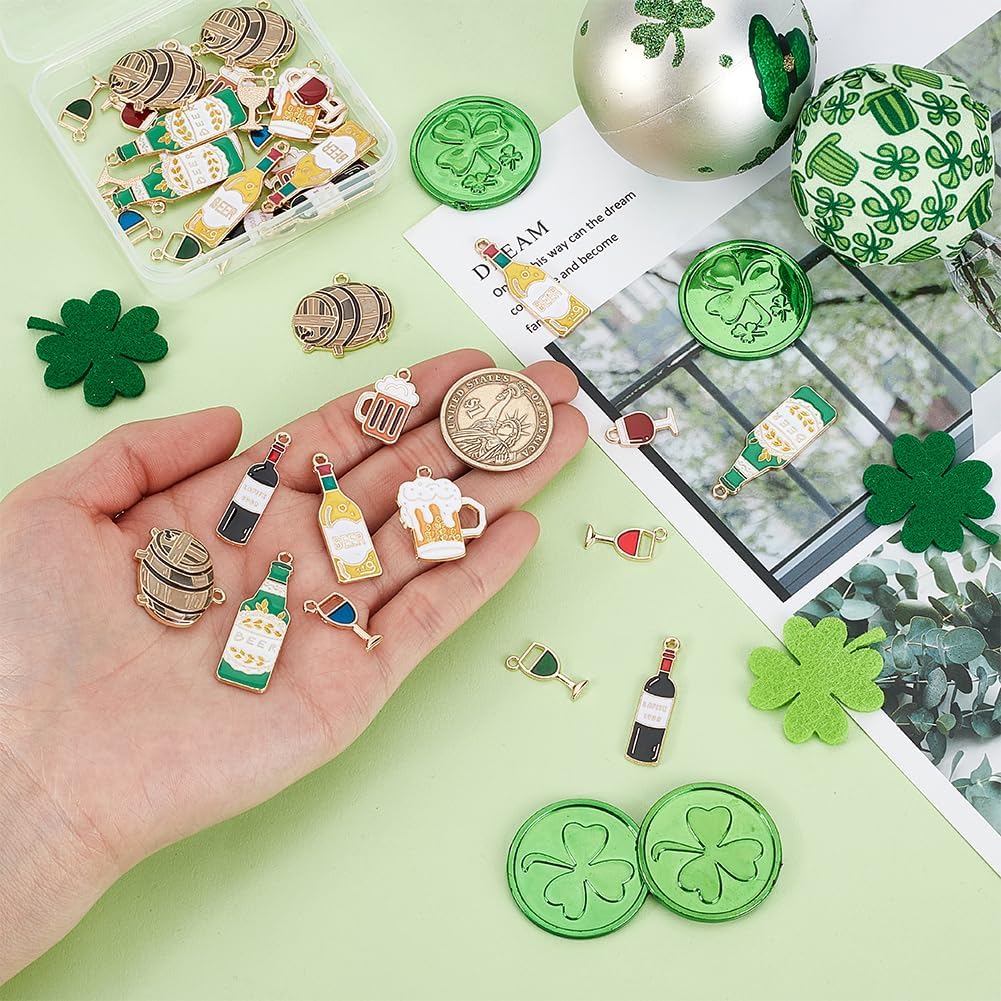 PH PandaHall 40pcs 10 Styles Cute Enamel Charms Beer Wine Key Chain Pendants Drink Charms Alloy Charm Bag Pendants for Earrings Necklace Jewelry Keychains Making Party Favor Club Gifts 0.75~1.5 Inch - Image 3