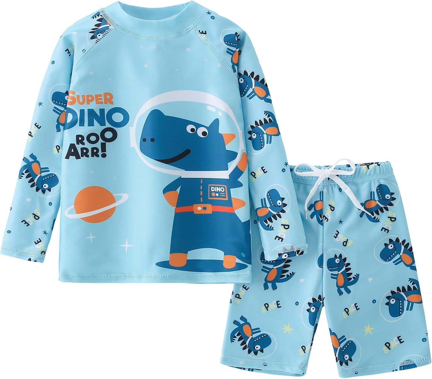 AIWUHE Toddler Boys Swimsuit Two Piece Rash Guard Shirt + Trunks Set Long Sleeve Swim Set Sunsuit Swimwear Bathing Suit 2-7Y