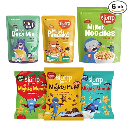 No Maida Tiffin Box for Kids Combo | Millet based Weekly Lunch Box for Kids with the Goodness of Oats, Jowar and Ragi | Pack of 6