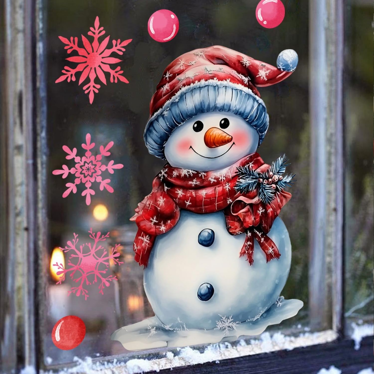 Autocollants de Noël pour fenêtre de salon et bureau, décor bonhomme de neige