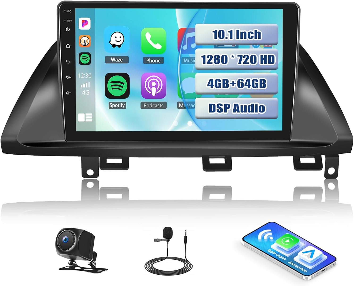 UNITOPSCI 4G+64G Android Car Radio for Honda Odyssey 2005-2010 CarPlay Android Auto GPS Navigation 10.1" HD 1280 * 720 Touchscreen DSP 32EQ BT 5.0 FM/RDS Mirror Link WiFi Backup Camera Mic