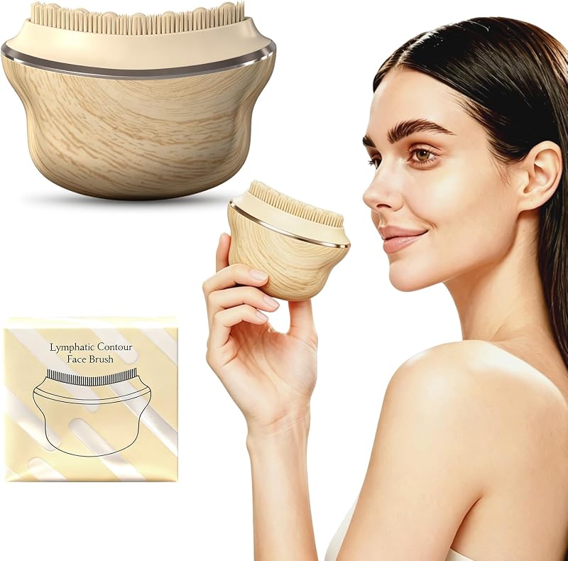 Escova manual para limpeza facial em silicone AAJP, design curvo, 3,2 x 1,8 x 17,78 cm