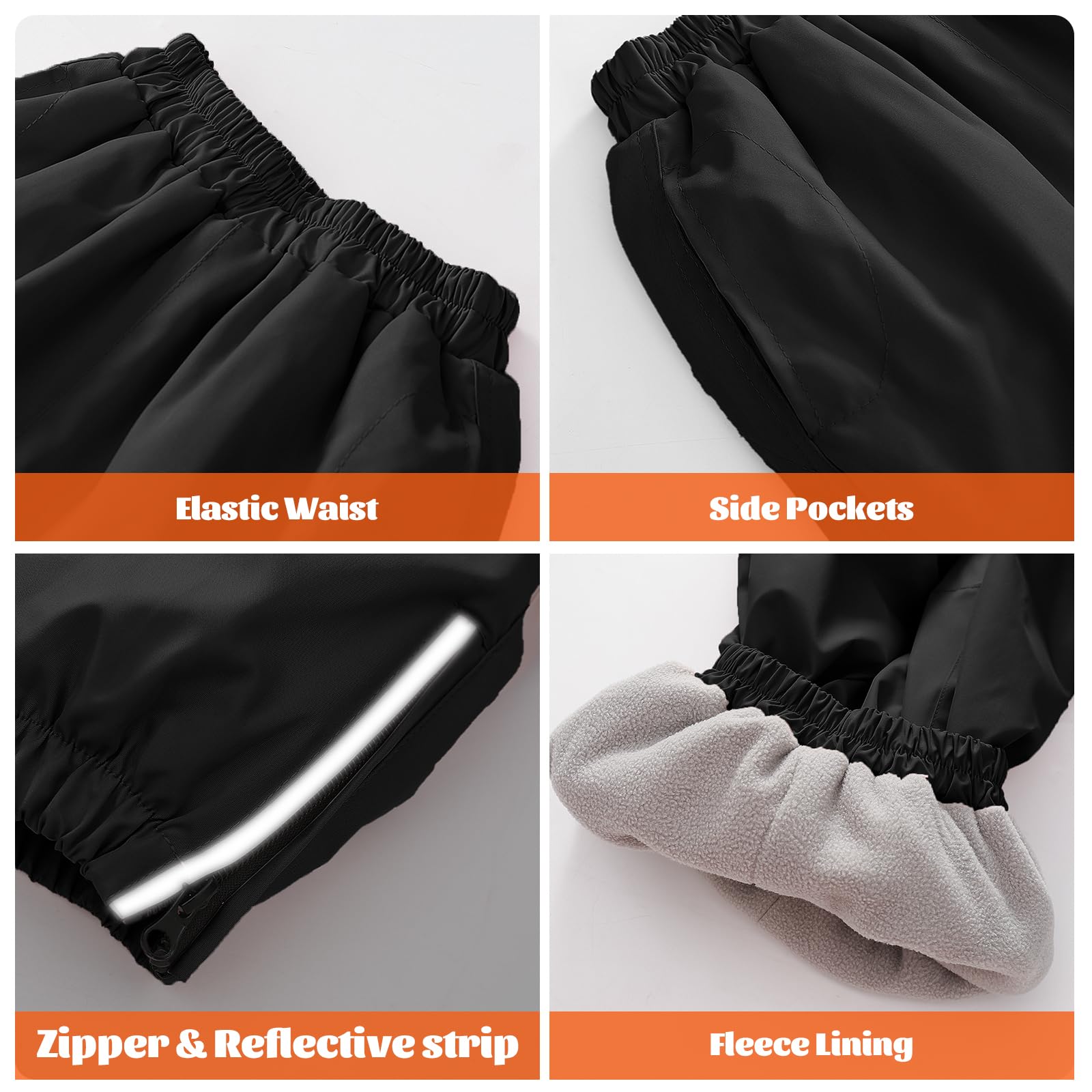 Pantalon Softshell Imperméable Enfant Chaud Doublé Polaire Hiver Coupe-Vent Ski Neige Pluie 5-14 Ans