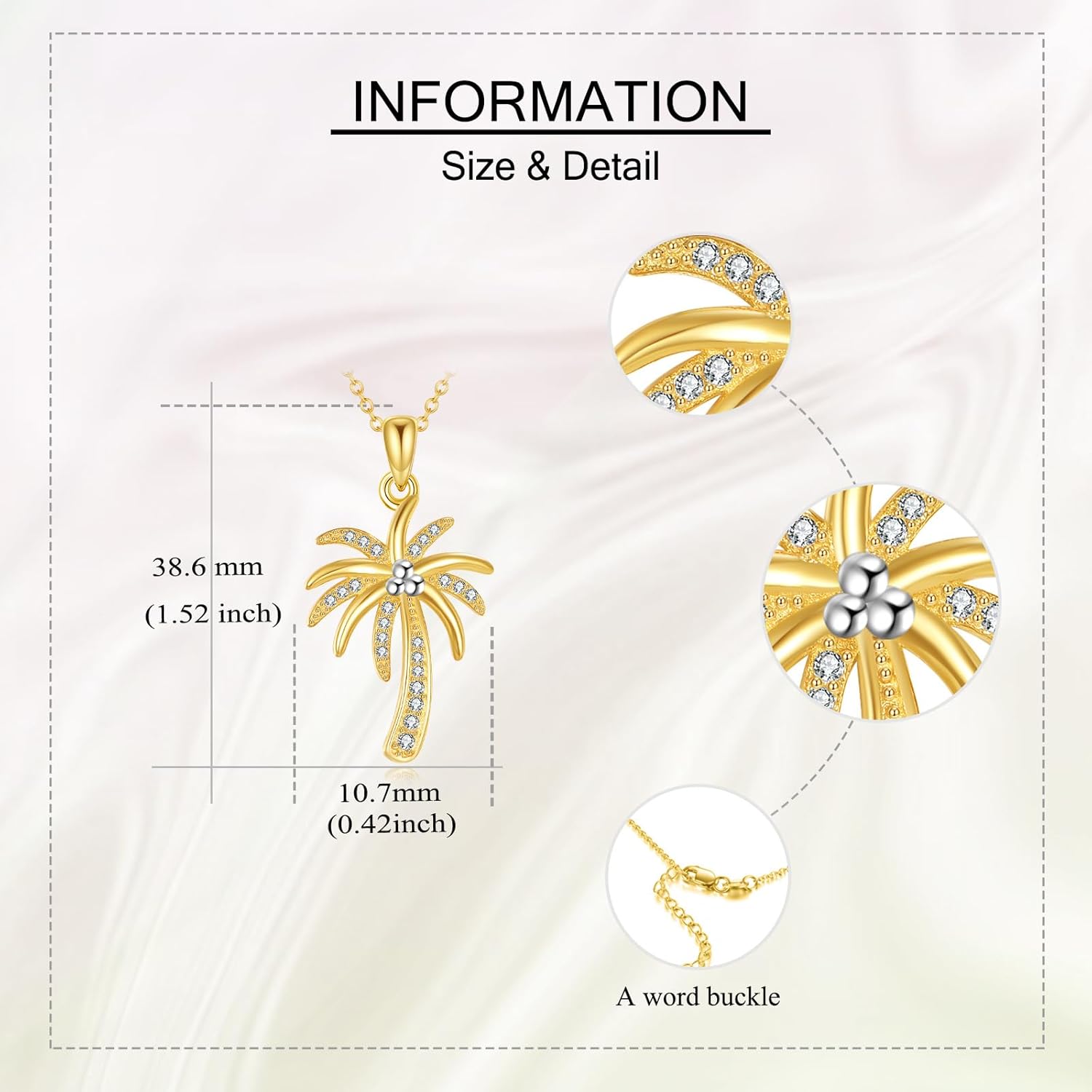 YAFEINI Palm Tree Necklace S925 Sterling Silver Palm Tree Jewelry Gifts for Women Mom Wife - Image 4