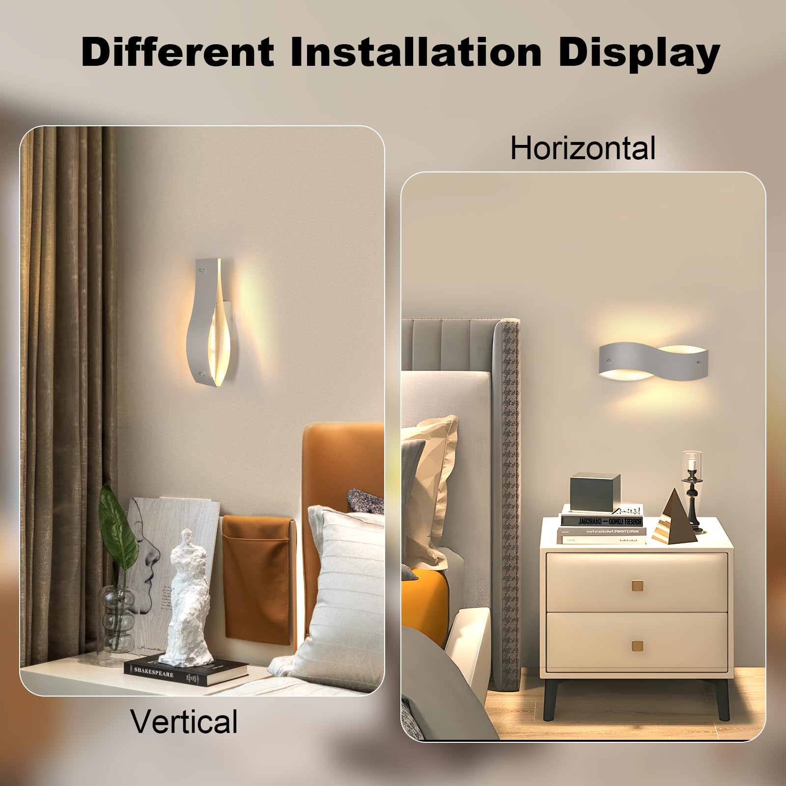 Dorlink Applique da Parete LED Interno, Applique da Parete Onda Bianco Moderno, 18W 1620LM Plafoniera LED Parete Camera da Letto, 3000K Lampada da Parete Soggiorno, Applique LED per Corridoio