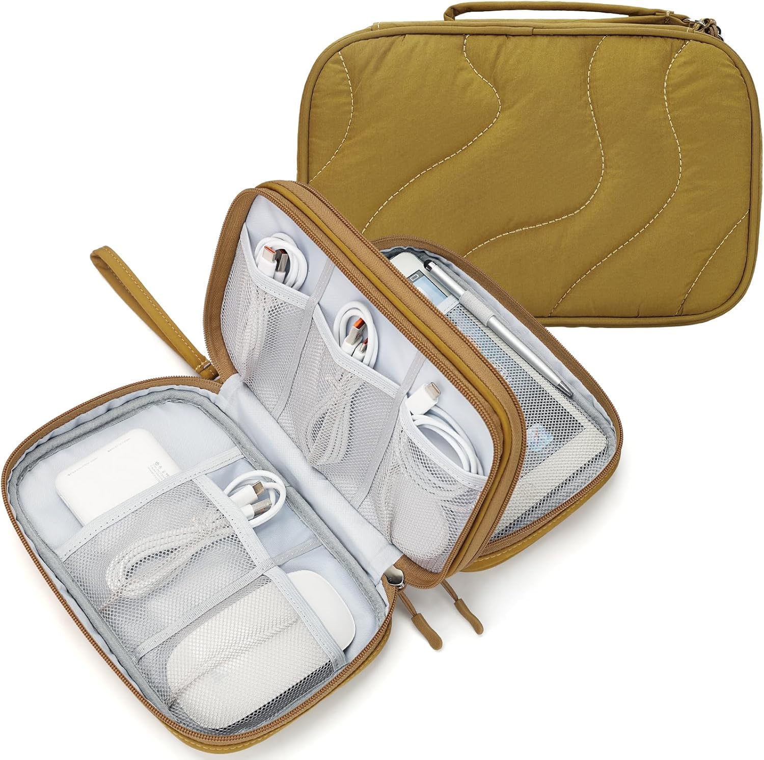 Skycase Kabeltasche, Elektronikzubehör Tasche Kabel Organizer Tasche, Tragbare Kabelorganizer Tasche Reisen kabeltasche klein,Travel Essentials Tech Pouch Bag For Elektronische Accessoires(Gelb)