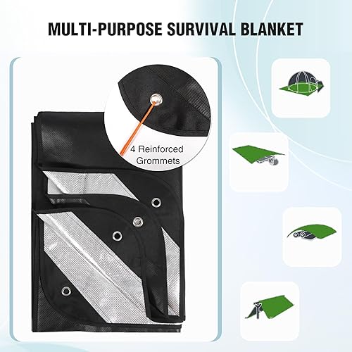 Miniatura 5 de RedSwing Paquete de 2 lonas térmicas de emergencia resistentes e impermeables, manta de supervivencia aislada para campamento al aire libre,