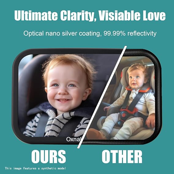 Car Mirror for Baby | Shake proof,Shatterproof Baby Car Mirror for Safe Travel, 360 Rotation, Clear Wide View, Easy Install, Perfect