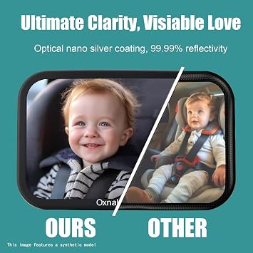 Car Mirror for Baby | Shake proof,Shatterproof Baby Car Mirror for Safe Travel, 360 Rotation, Clear Wide View, Easy Install, Perfect