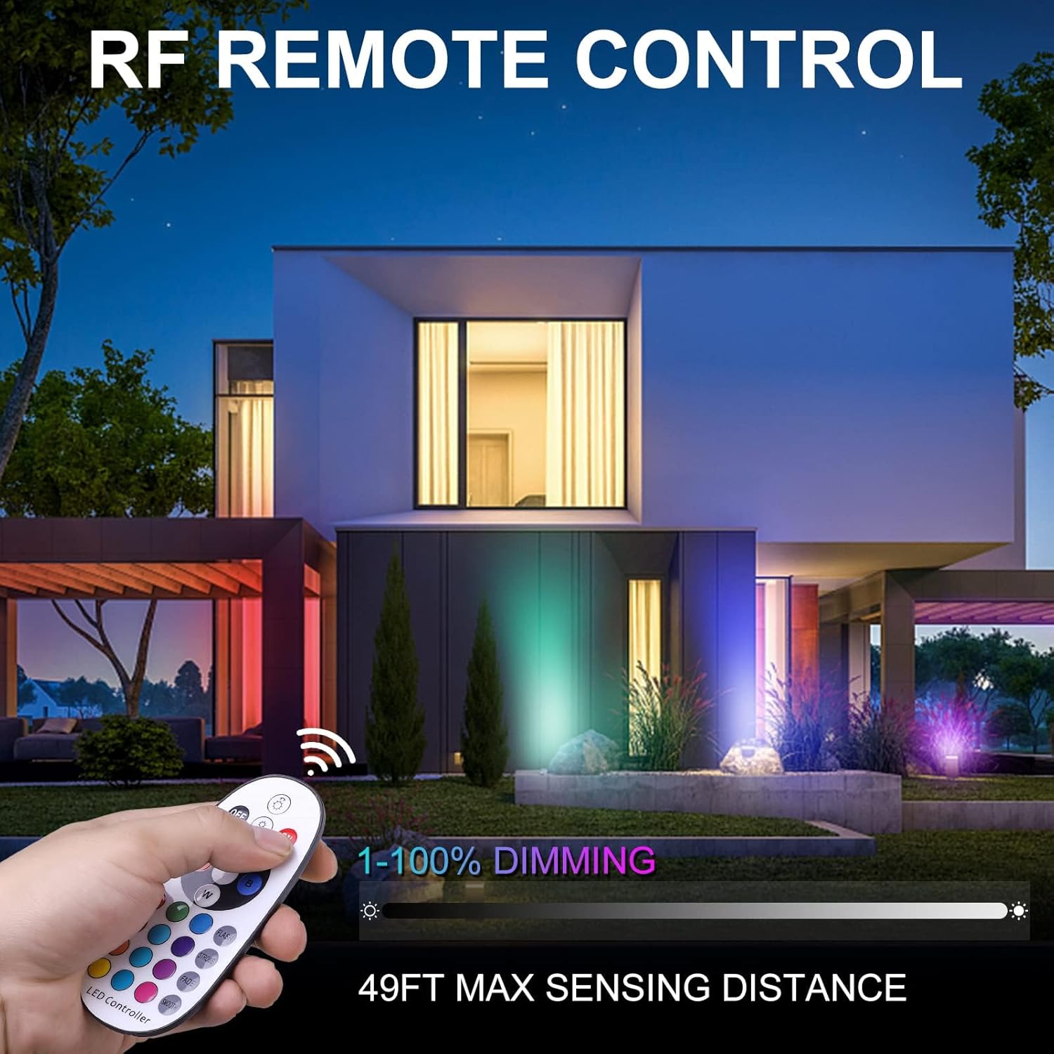 RGB Outdoor Spotlight 10W LED Color Changing Landscape Lights with Remote Control 12V~24V Landscape Lighting Waterproof Spot Lights Outdoor for Yard Garden Patio Lawn Halloween Decorative, 10Pack