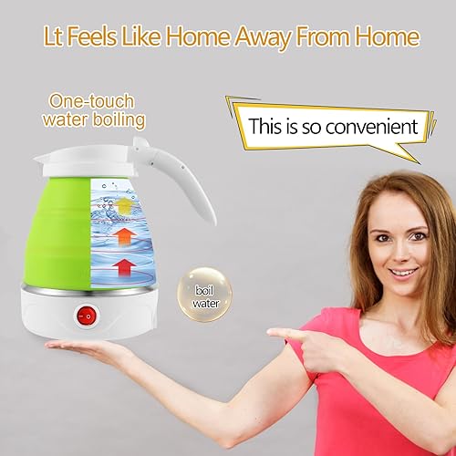 Miniatura 3 de Hervidor eléctrico plegable de viaje (110 voltios), tetera eléctrica portátil de viaje, hervidor eléctrico pequeño de silicona de grado alimenticio