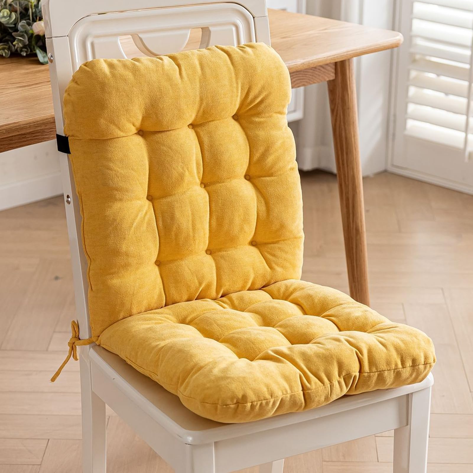 Cojín de piel amarilla para silla mecedora de 40x80 cm