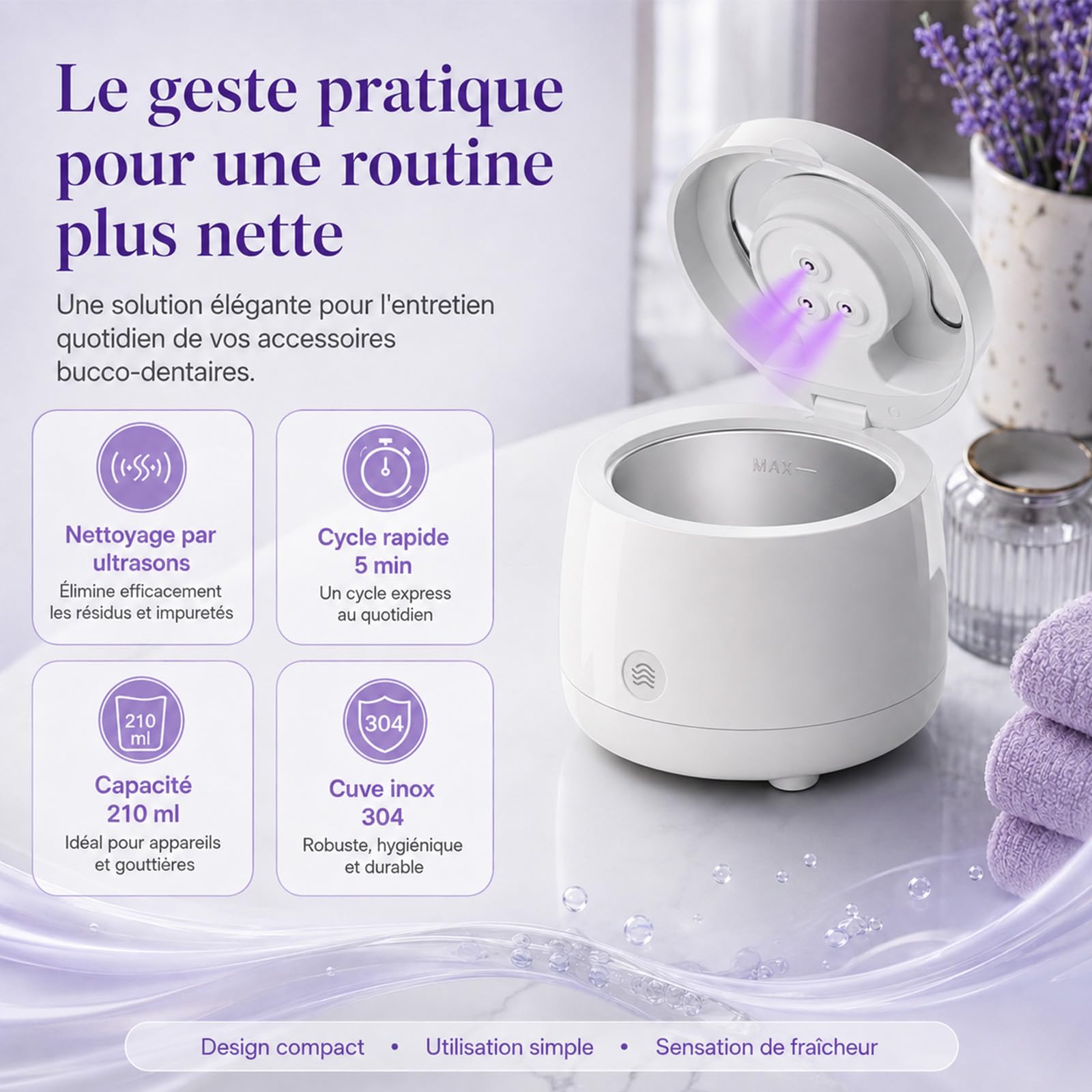 Dentaclean Nettoyeur À Dentier Ultrasons, Dentaclean Nettoyeur Ultrasons (Blanc)
