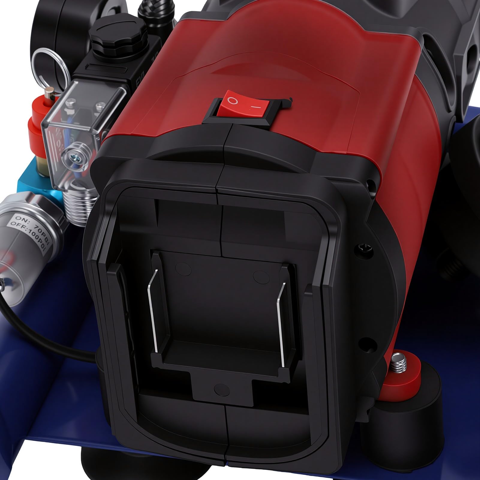 banapoy Compressore d'aria a Batteria 350 W 0-2800 Giri/min, Serbatoio da 1,5 Litri Pompa d'aria a Batteria a 7 Bar Silenzioso per BL 1815 BL 1820 BL1830, per Gonfiaggio Pneumatici Auto