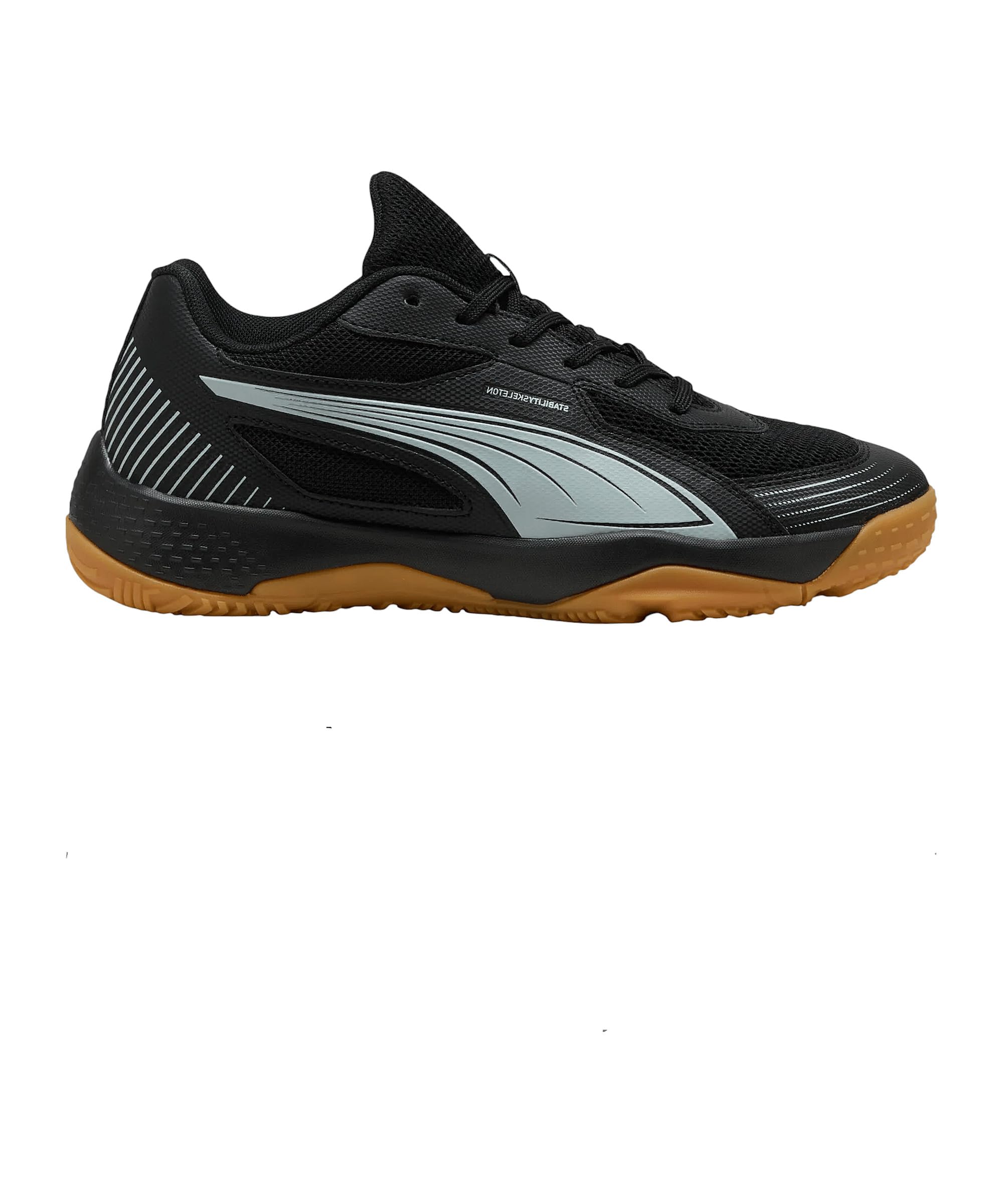 PUMA SOLARFLASH III JR, Indoor Court Shoe, Black-Cool Light Gray, 41.5 EU