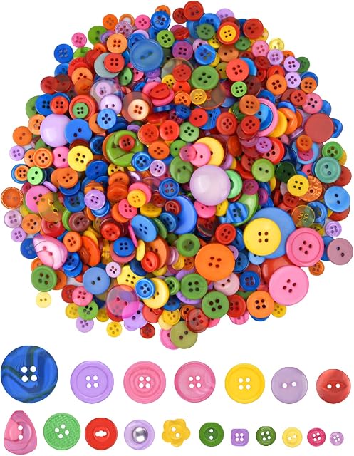 660Pcs Buttons Mixed Resin Buttons Assorted Colorful Buttons Plastic Round Ridge 2/4/6 Holes Sewing Buttons Knitting Replacement Baby Doll Buttons for Craft Childrens Handmade Decoration DIY Project