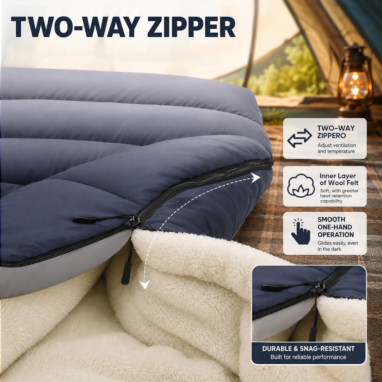 Colorsoul Sleeping Bag for Adults w/Soft Polar Fleece Lining, Cold Warm Weather, Two-Way Zippers, Portable Waterproof Camping Sleeping Bag with Compression Sack for Travel, 87 x 32 in, Gradient Blue