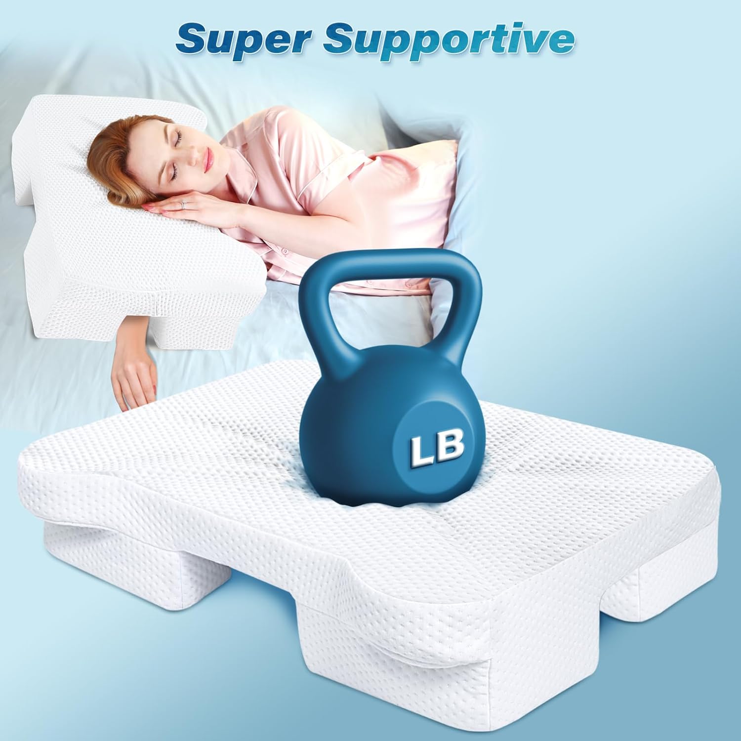 SAHEYER Side Sleeper Pillow with Arm Hole, Ergonomic Memory Foam Shoulder Pillow for Neck Pain Relief, Multi-Angle Armholes for Many Sleeping Positions, Support for Neck and Shoulder