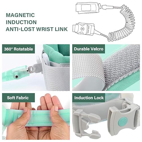 Miniatura 5 de Cuerda de tracción de muñeca antipérdida para niños, cuerda de tracción de muñeca para niños con cerradura de llave, arnés de seguridad para niños