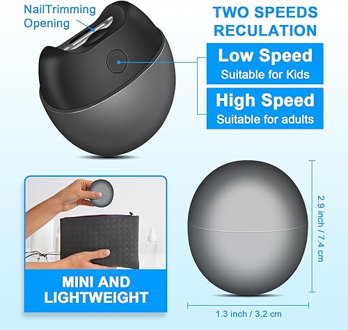 Miniatura 3 de Cortaúñas eléctrico automático con luz, recortador de 2 velocidades, recargable por USB, almacenamiento de restos de uñas y cubierta magnética,