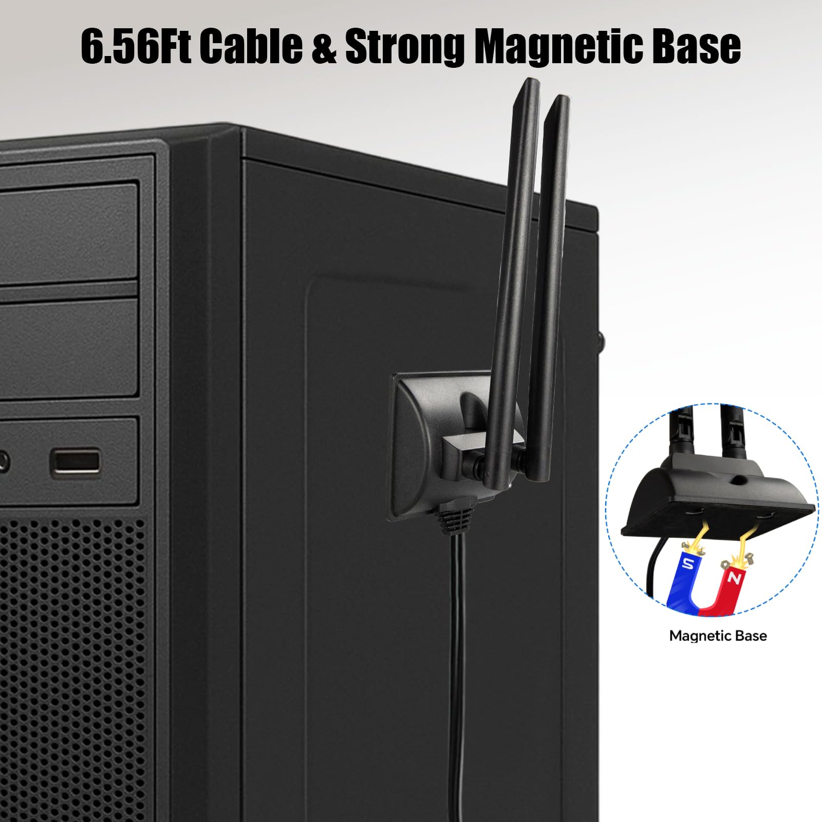 TS9 Antenna 5G 4G Antenna 5dBi High Gain 2400MHz Dual MIMO TS9 Antenna a base magnetica da 2 m RG174 per router 4G LTE, hotspot Wi-Fi, dispositivi IoT industriali