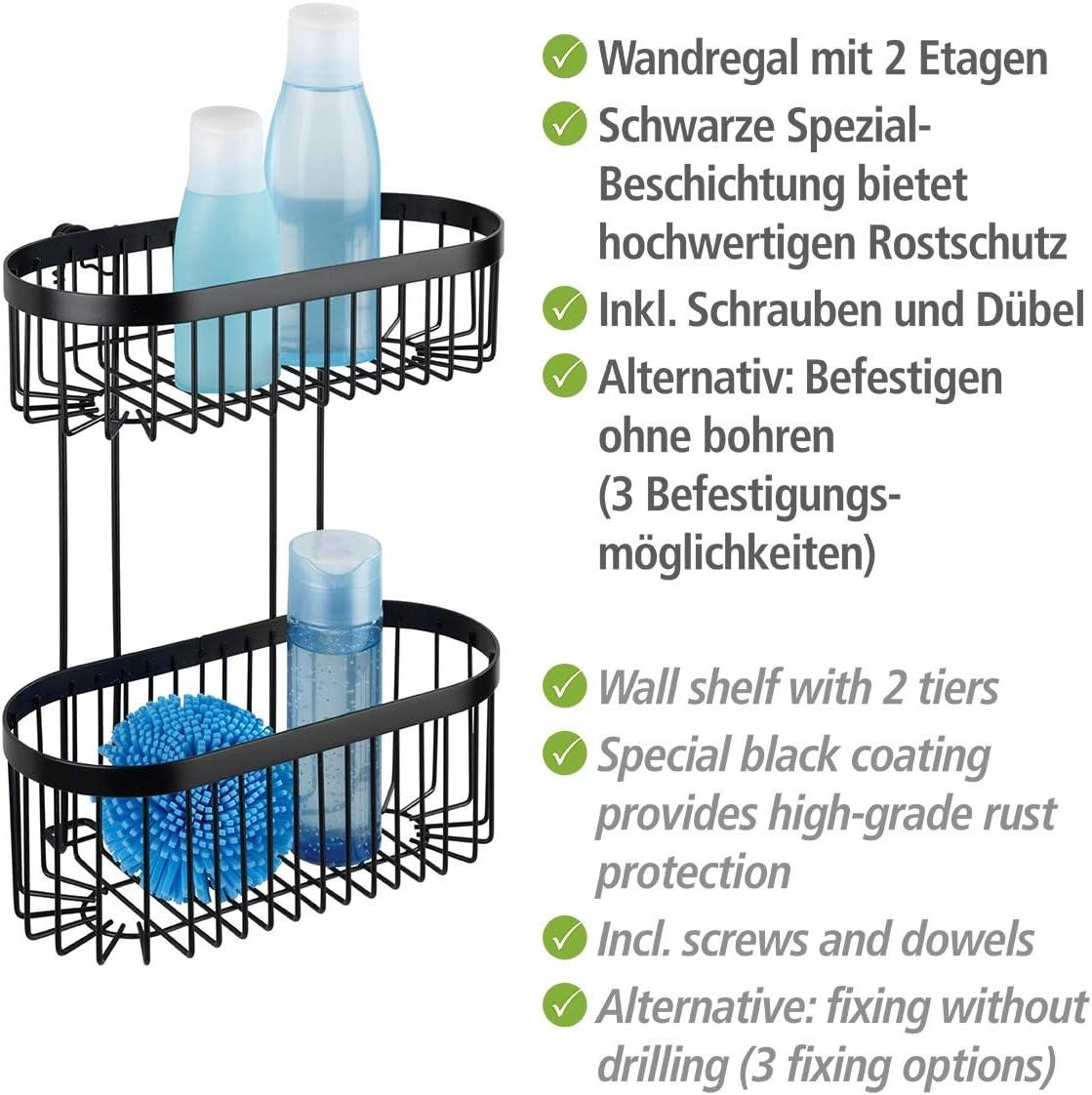 50% оƒƒ Dіѕсоunt Wenko Classic Plus Black Steel Wall Shelf with Hooks, 35 x 10.5 x 12.5 cm, Black , 26,5 x 33 x 14,5 cm