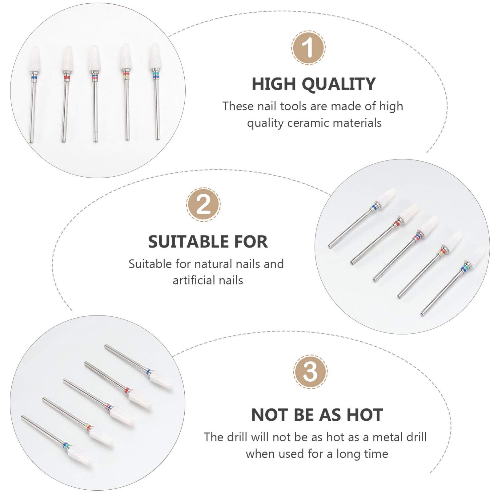 minkissy 10piezas Cabezal Lijado De Cerámica Para Brocas De Uñas Accesorios Para Manicura Color Aleatorio Compatible La Mayoría De Taladros De Uñas