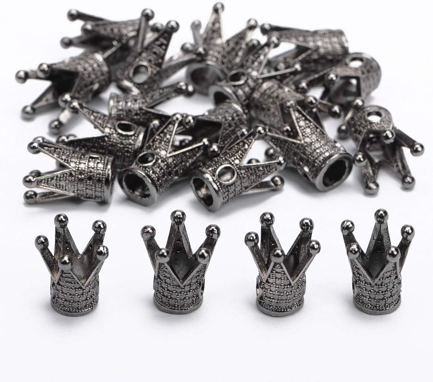 AD Beads 20 Pieces Solid Metal King & Queen Crown Big Hole Bracelet Connector Charm Beads
