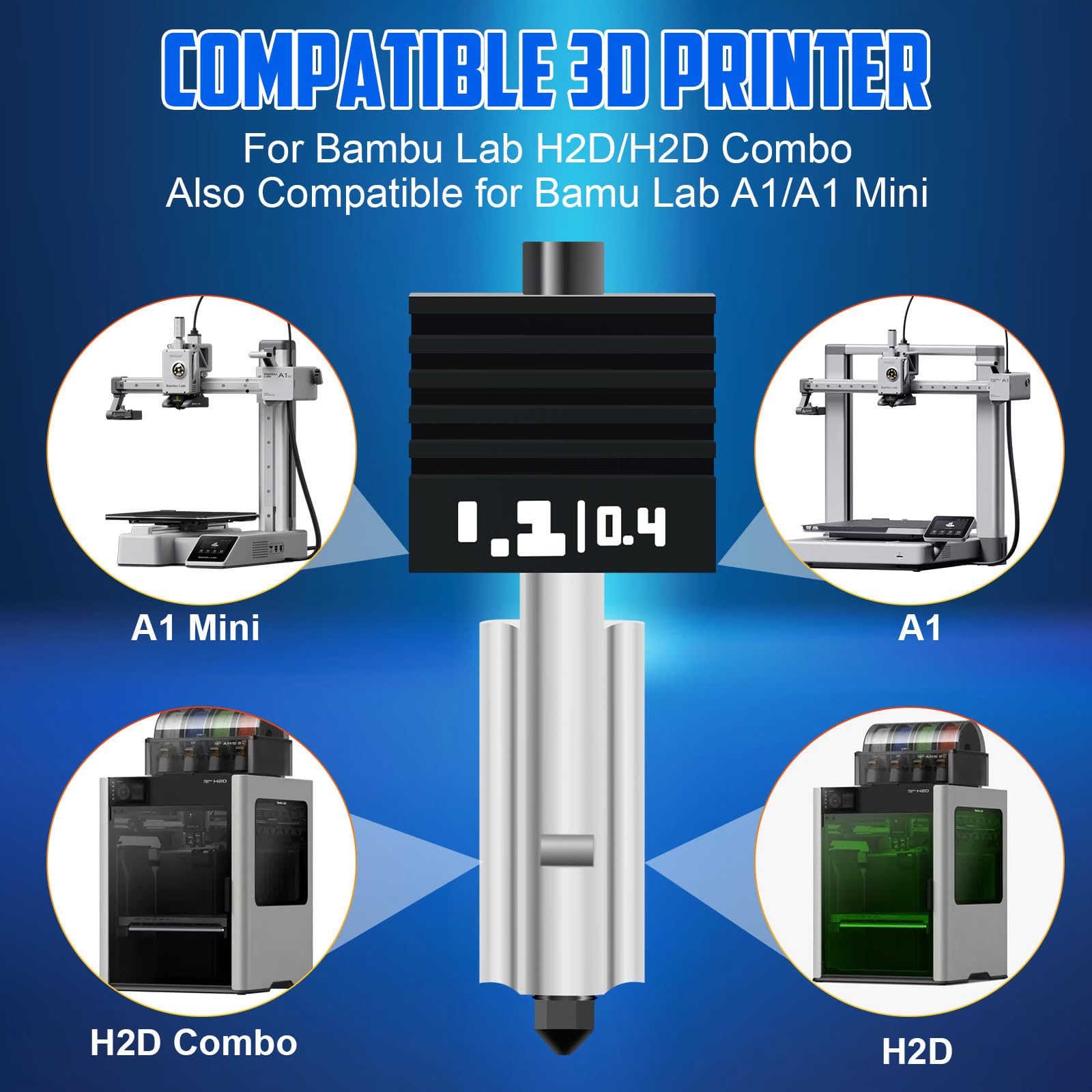 P2S H2S H2D Hotend z 1 szt. dyszą ze stali hartowanej 0,4 mm, 0,6 mm, 0,8 mm, zestaw hot end ekstrudera Hartowana stalowa dysza do Bambulab P2S/H2S/H2D/H2D Combo/A1/A1 Mini 3D drukarki