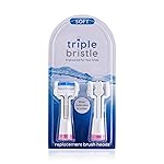 Triple Bristle Replacement Brush Head Refills | Innovative 3 Head Design | Compatible with Triple Bristle Brand Sonic Toothbrush | Color Changing Indicator Bristles | 2 Pack (Pink)