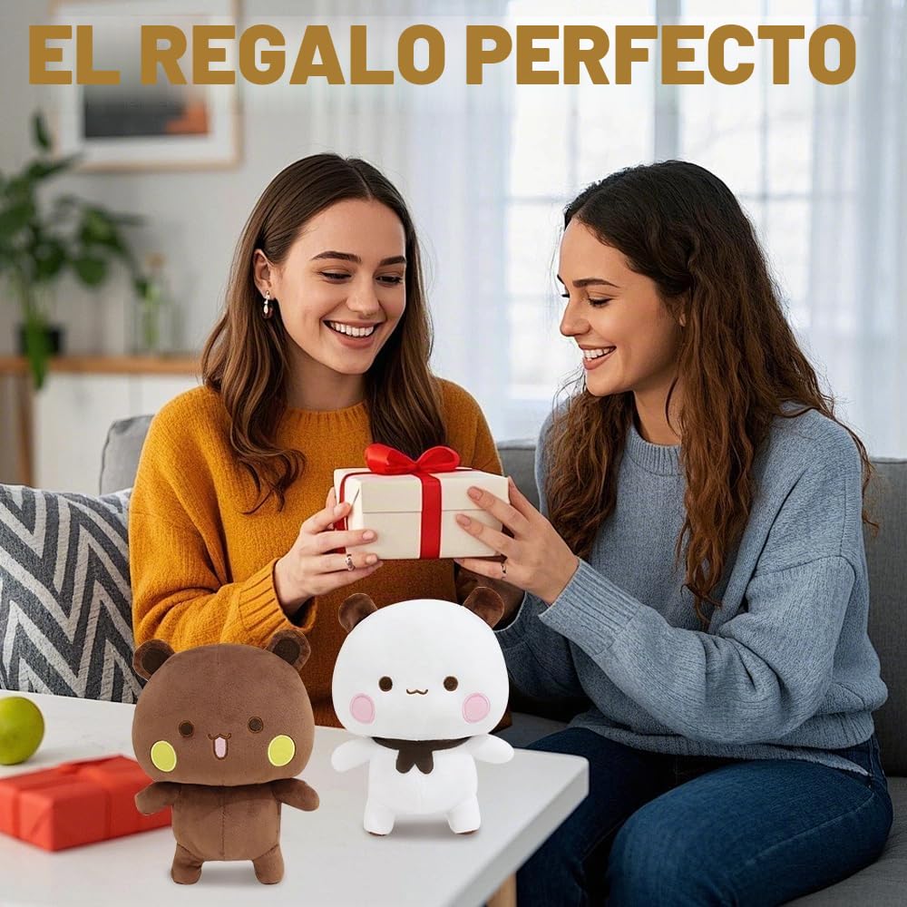 2 Piezas Peluche Bubu y Dudu, Peluche de Bubu y Dudu Oso y Panda, Cojín de Peluche, Almohada de Peluche, Juguete de Peluche para Niños, Peluche Animal, Cute Pillow para Niños y Niñas